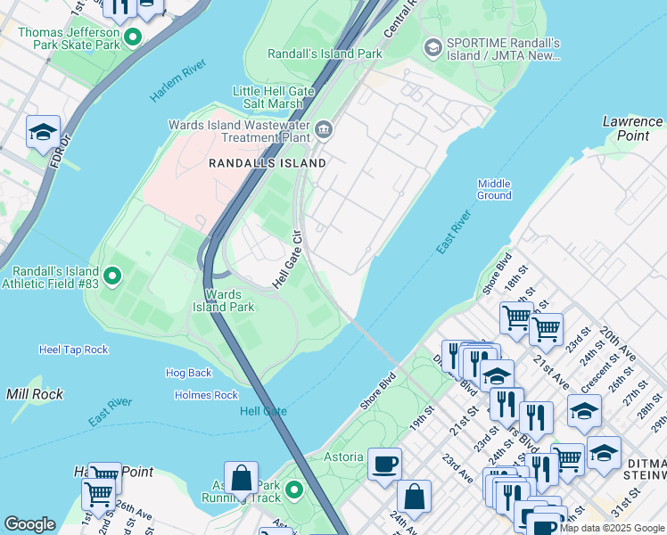 map of restaurants, bars, coffee shops, grocery stores, and more near 141 A Road in New York
