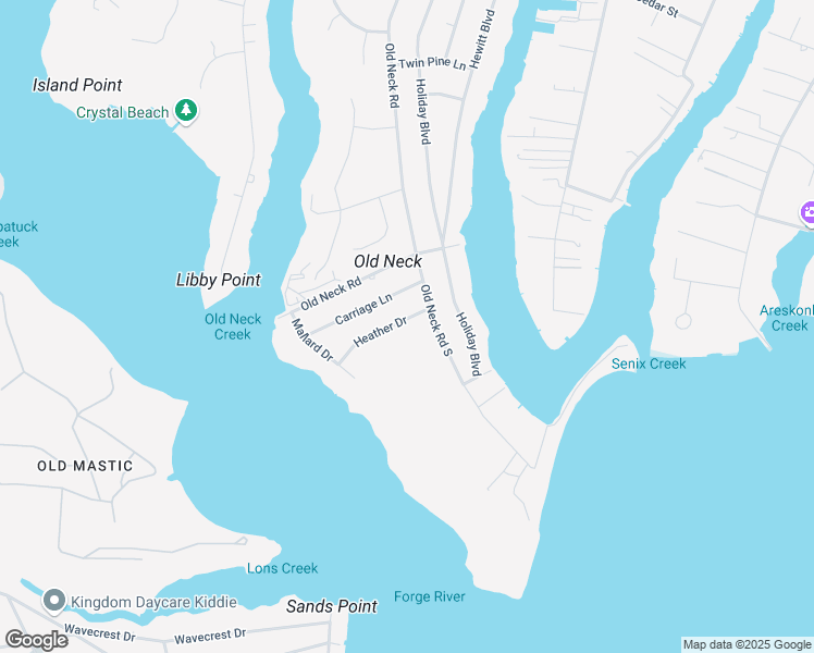 map of restaurants, bars, coffee shops, grocery stores, and more near 10 Heather Drive in Center Moriches