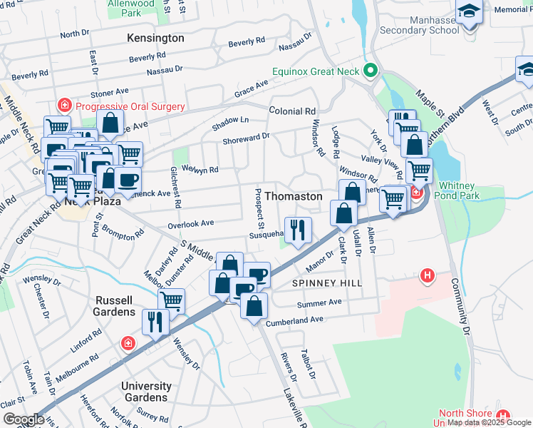 map of restaurants, bars, coffee shops, grocery stores, and more near 26 Prospect Street in Great Neck
