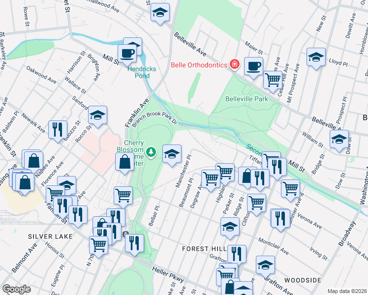 map of restaurants, bars, coffee shops, grocery stores, and more near 367 Verona Avenue in Newark