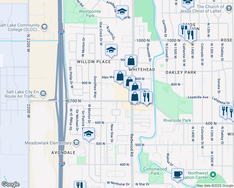 map of restaurants, bars, coffee shops, grocery stores, and more near 1790 West 7th North in Salt Lake City