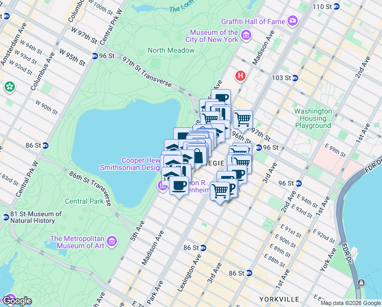map of restaurants, bars, coffee shops, grocery stores, and more near in New York