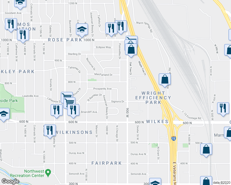 map of restaurants, bars, coffee shops, grocery stores, and more near 716 Los Angeles Street in Salt Lake City