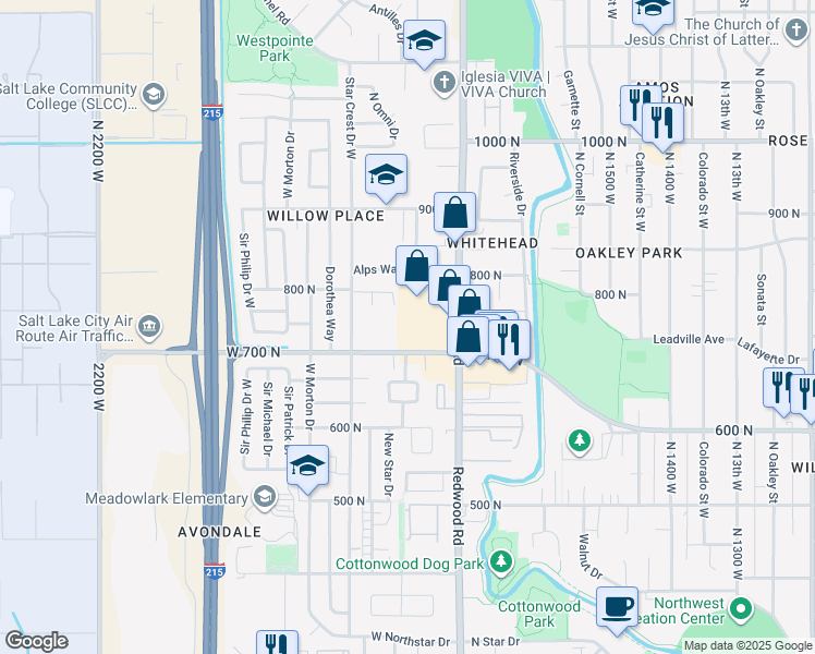 map of restaurants, bars, coffee shops, grocery stores, and more near 1790 West 7th North in Salt Lake City