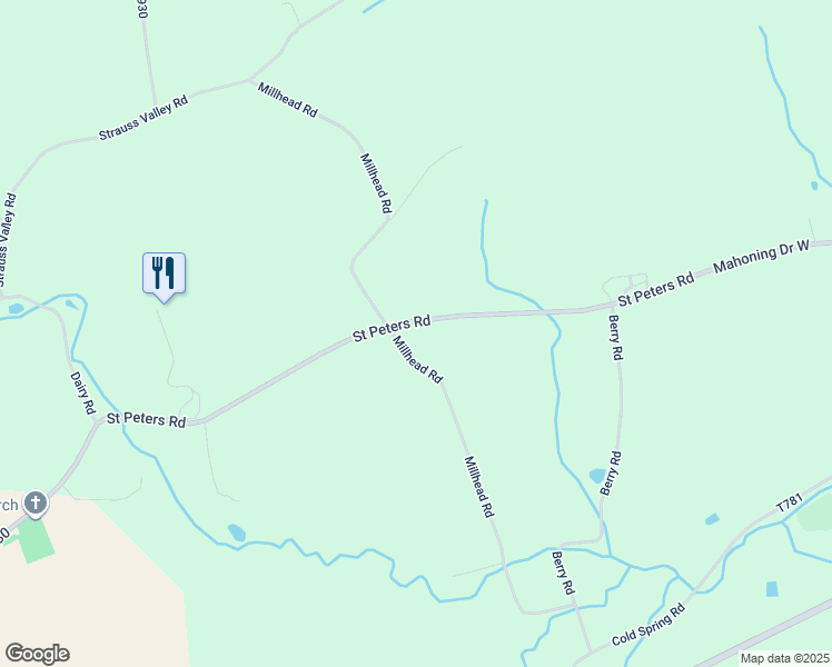 map of restaurants, bars, coffee shops, grocery stores, and more near 368 Saint Peters Road in Andreas