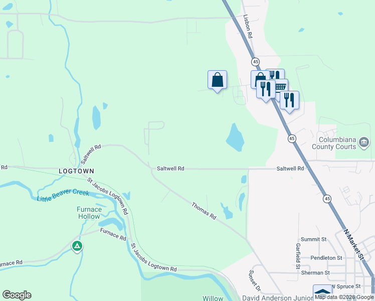 map of restaurants, bars, coffee shops, grocery stores, and more near 38012 Saltwell Road in Lisbon