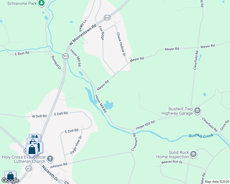 map of restaurants, bars, coffee shops, grocery stores, and more near 901 Meyer Road in Nazareth