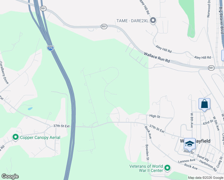 map of restaurants, bars, coffee shops, grocery stores, and more near 37 Route 588 in Beaver Falls