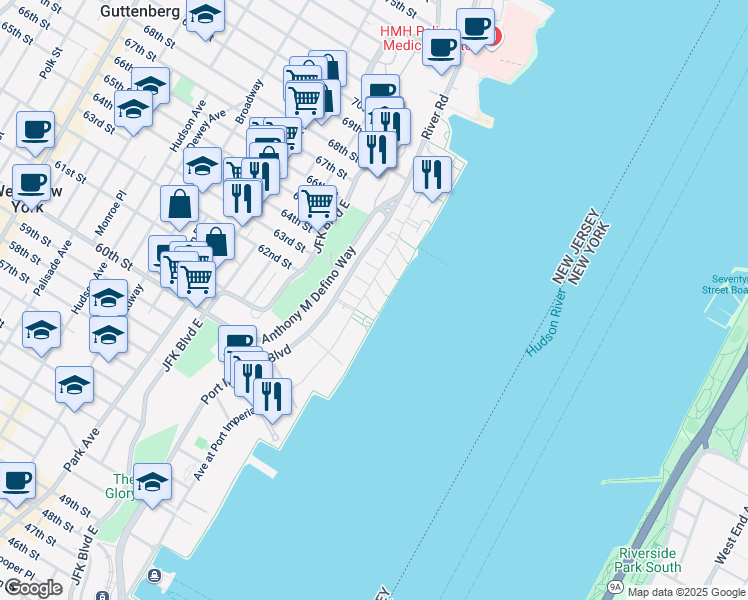 map of restaurants, bars, coffee shops, grocery stores, and more near 404 Newburgh Court in West New York