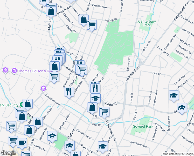 map of restaurants, bars, coffee shops, grocery stores, and more near 448 Meade Street in City of Orange