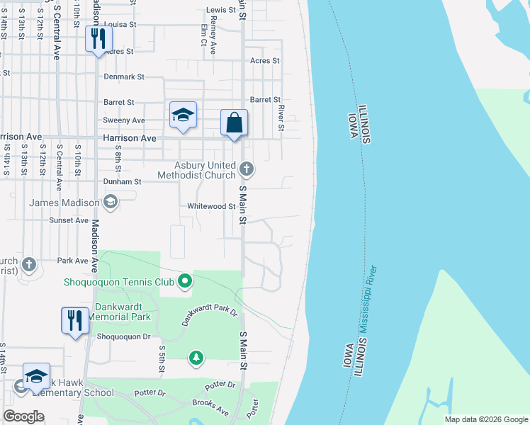 map of restaurants, bars, coffee shops, grocery stores, and more near 105 Greenwood Drive in Burlington