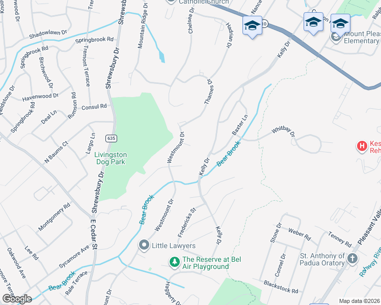 map of restaurants, bars, coffee shops, grocery stores, and more near 3 Sherwood Court in Livingston