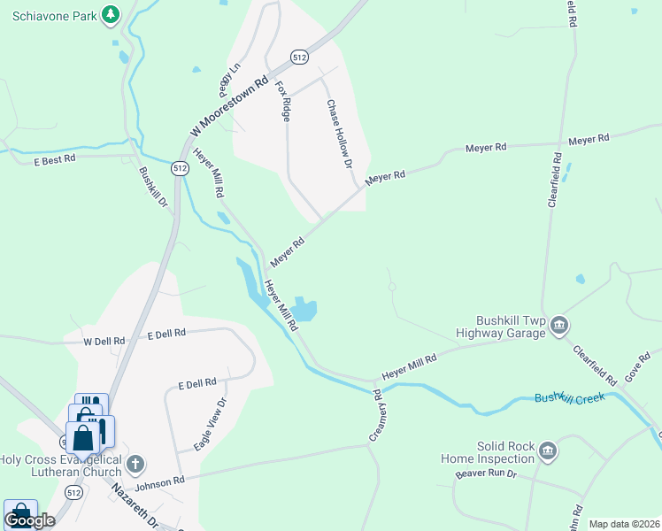 map of restaurants, bars, coffee shops, grocery stores, and more near 901 Meyer Road in Nazareth