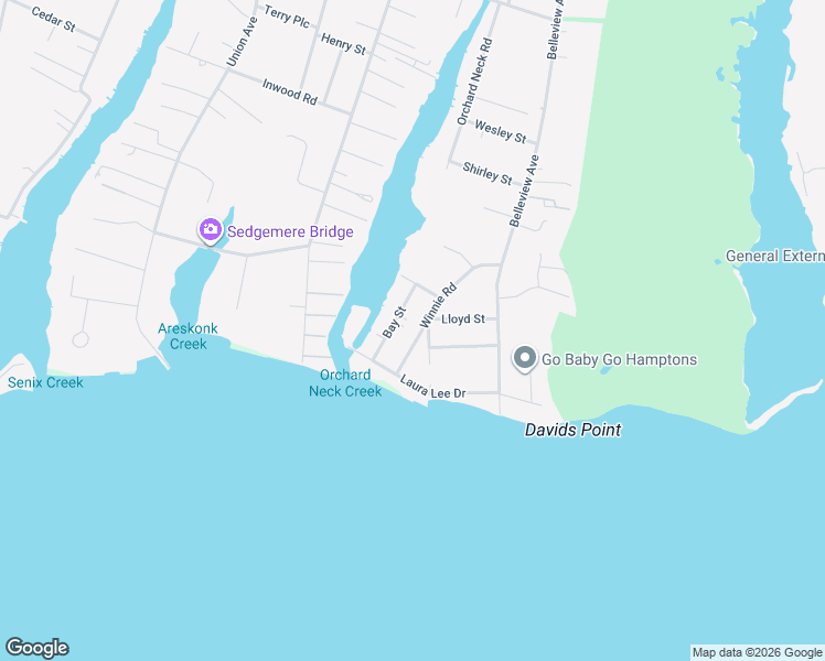 map of restaurants, bars, coffee shops, grocery stores, and more near 22 Winnie Road in Center Moriches
