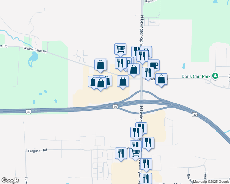 map of restaurants, bars, coffee shops, grocery stores, and more near 2205 Walker Lake Road in Mansfield