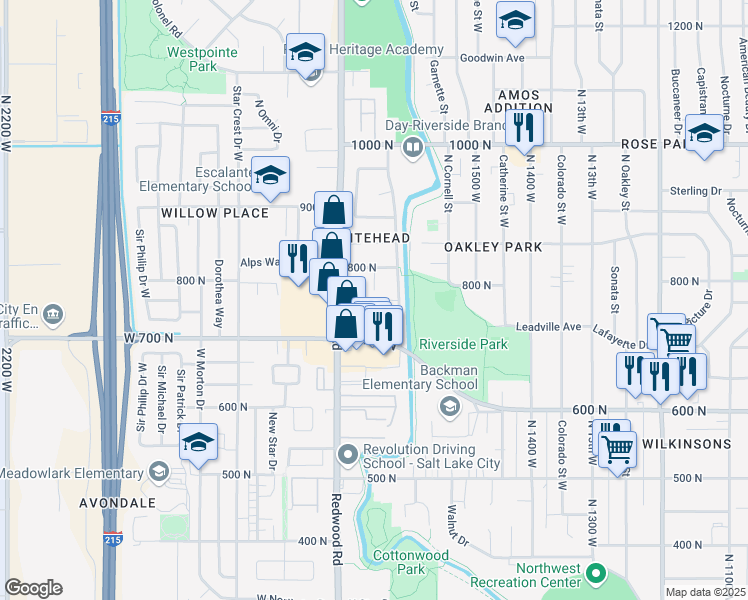 map of restaurants, bars, coffee shops, grocery stores, and more near 758 Irving Street in Salt Lake City