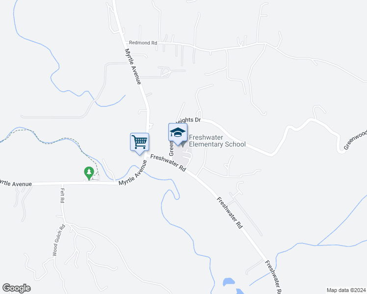 map of restaurants, bars, coffee shops, grocery stores, and more near 75 Greenwood Heights Drive in Eureka