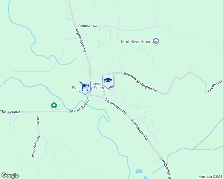 map of restaurants, bars, coffee shops, grocery stores, and more near 75 Greenwood Heights Drive in Eureka