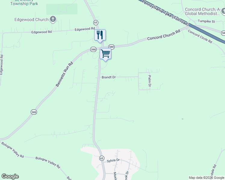 map of restaurants, bars, coffee shops, grocery stores, and more near 125 Rosemary Drive in Beaver Falls