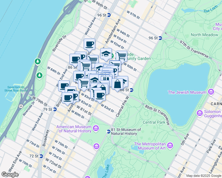 map of restaurants, bars, coffee shops, grocery stores, and more near None in New York