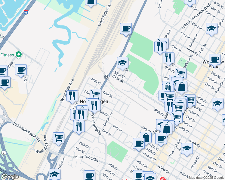 map of restaurants, bars, coffee shops, grocery stores, and more near 4828 Tonnelle Avenue in North Bergen