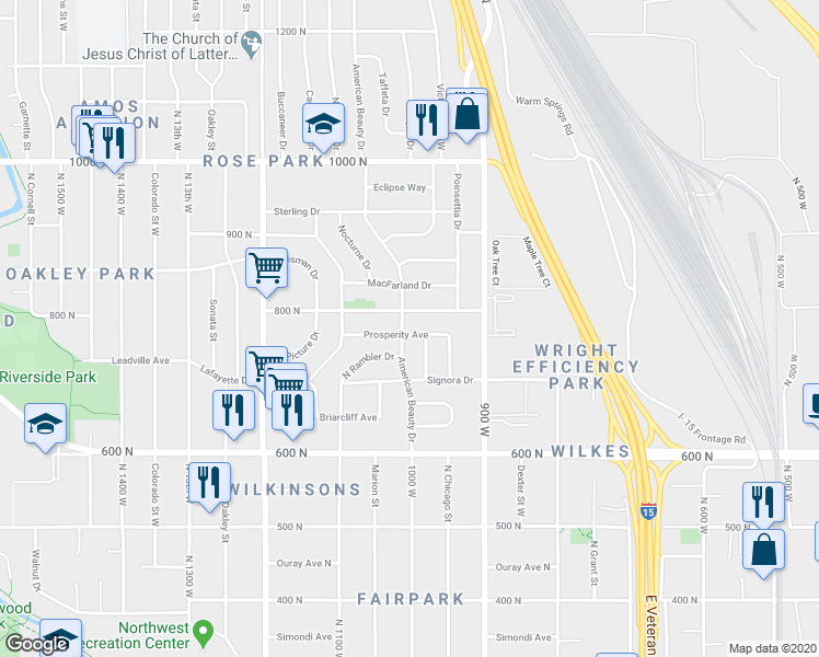 map of restaurants, bars, coffee shops, grocery stores, and more near 994 Prosperity Avenue in Salt Lake City