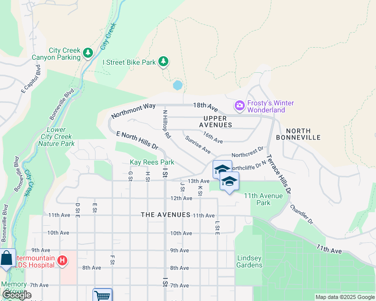 map of restaurants, bars, coffee shops, grocery stores, and more near 748 Hilltop Road in Salt Lake City