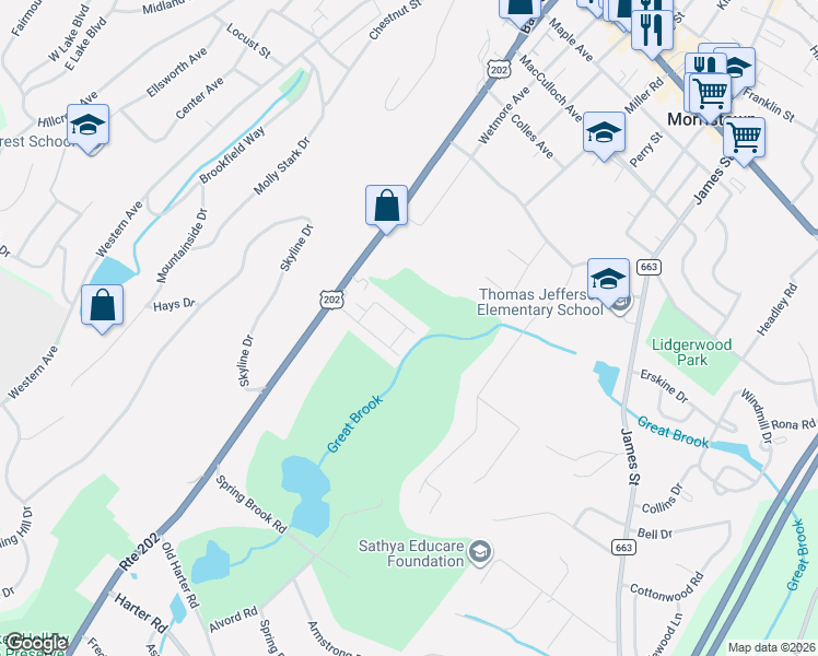 map of restaurants, bars, coffee shops, grocery stores, and more near 58 Keats Way in Morristown
