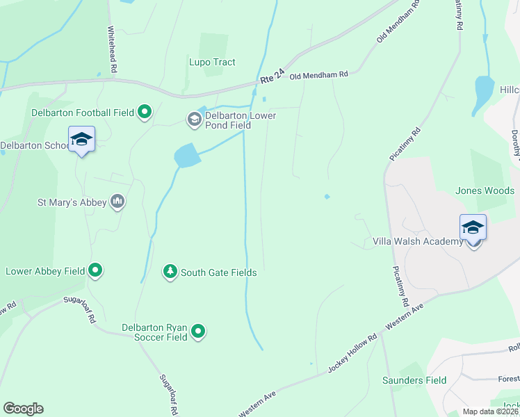 map of restaurants, bars, coffee shops, grocery stores, and more near 25 Wood Road in Morristown