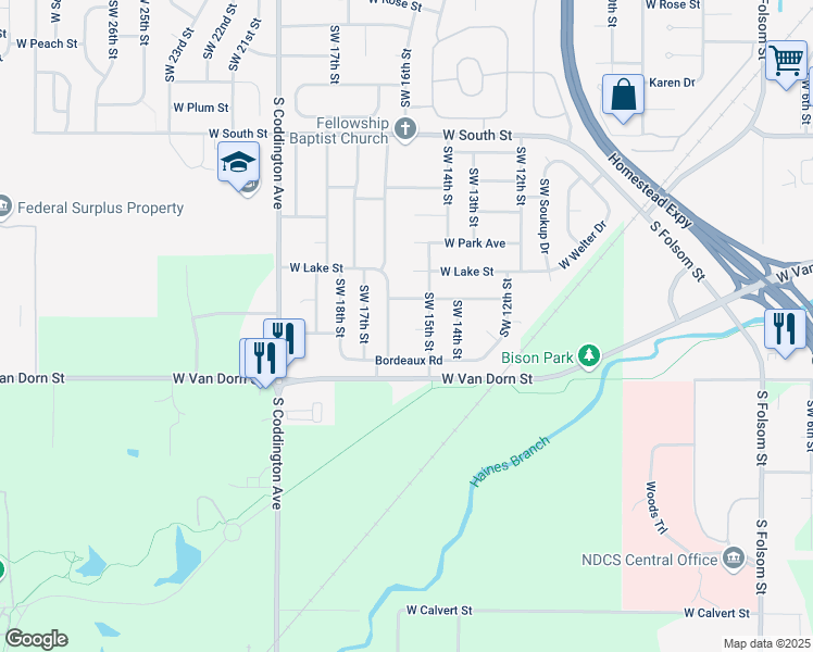 map of restaurants, bars, coffee shops, grocery stores, and more near 1520 Xavier Circle in Lincoln