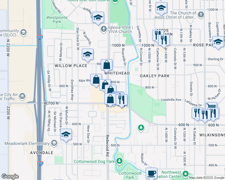 map of restaurants, bars, coffee shops, grocery stores, and more near 780 1700 West in Salt Lake City