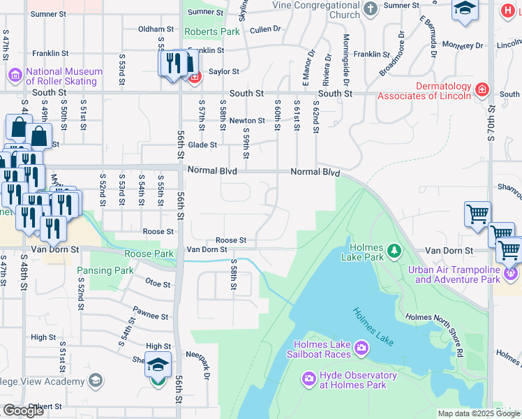 map of restaurants, bars, coffee shops, grocery stores, and more near 253 Lillibridge Street in Lincoln