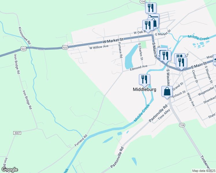 map of restaurants, bars, coffee shops, grocery stores, and more near 132-136 Furnace Road in Middleburg