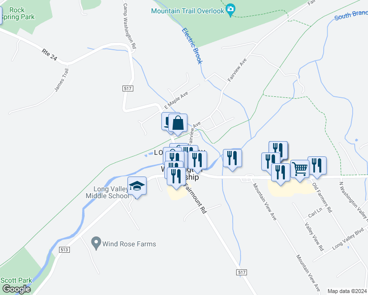 map of restaurants, bars, coffee shops, grocery stores, and more near 6 North Farview Avenue in Washington Township