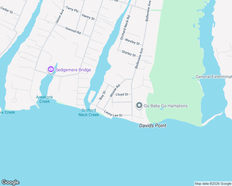 map of restaurants, bars, coffee shops, grocery stores, and more near 22 Winnie Road in Center Moriches