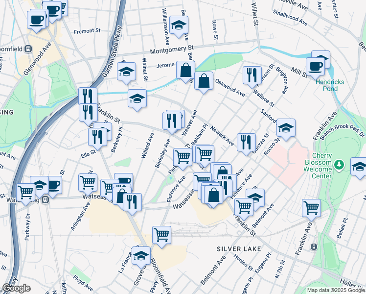 map of restaurants, bars, coffee shops, grocery stores, and more near 130 County Road 509 in Bloomfield