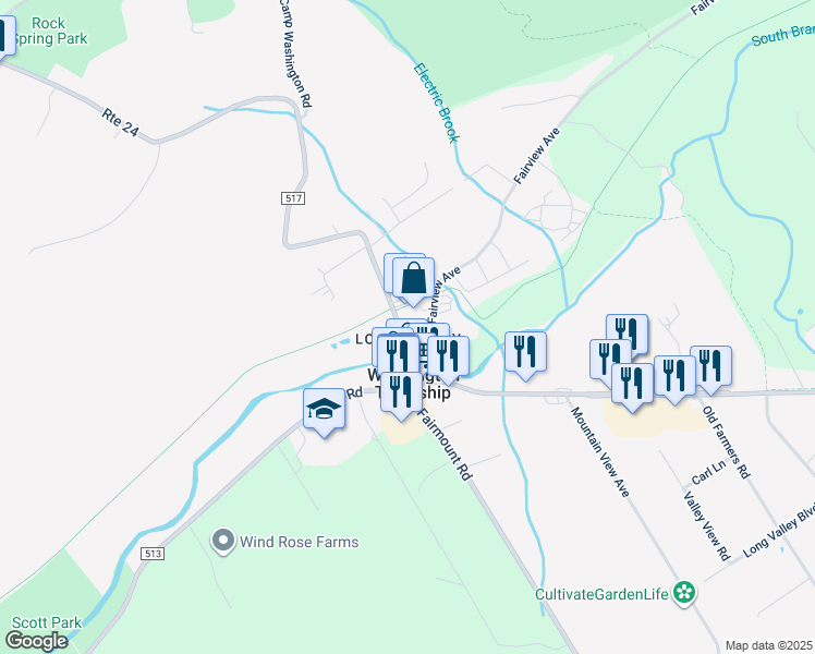 map of restaurants, bars, coffee shops, grocery stores, and more near in Washington Township