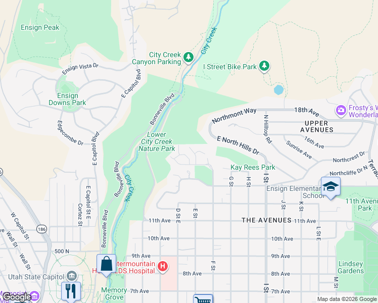 map of restaurants, bars, coffee shops, grocery stores, and more near 849 North Juniperpoint Drive in Salt Lake City