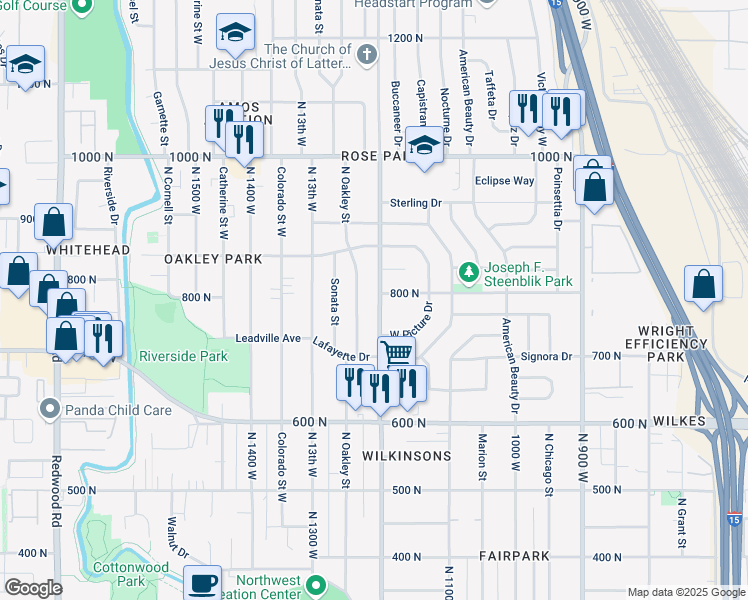 map of restaurants, bars, coffee shops, grocery stores, and more near 779 North 1200 West in Salt Lake City