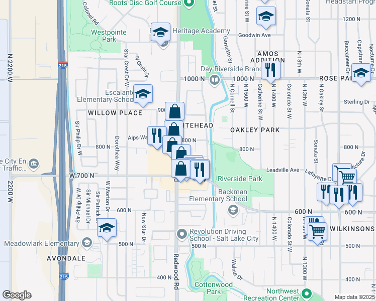 map of restaurants, bars, coffee shops, grocery stores, and more near 780 1700 West in Salt Lake City