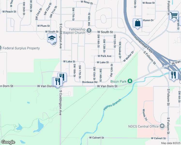 map of restaurants, bars, coffee shops, grocery stores, and more near 1520 Xavier Circle in Lincoln