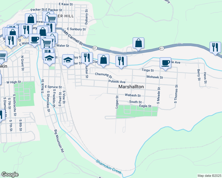 map of restaurants, bars, coffee shops, grocery stores, and more near 1314 Hemlock Street in Marshallton