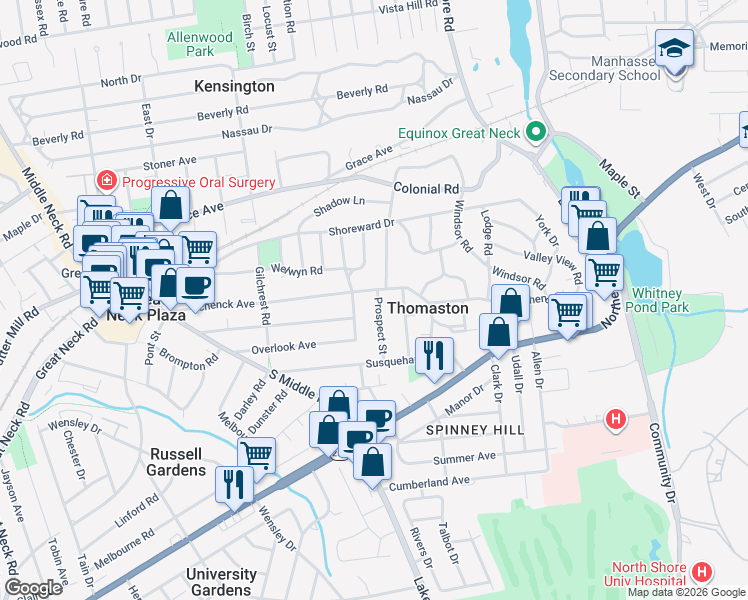 map of restaurants, bars, coffee shops, grocery stores, and more near 216 Schenck Avenue in Great Neck