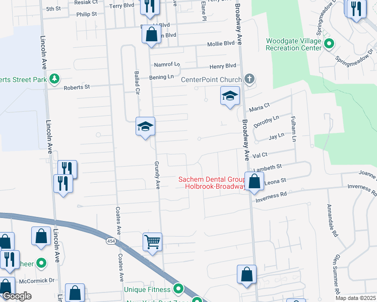 map of restaurants, bars, coffee shops, grocery stores, and more near 80 Parkside Street in Holbrook
