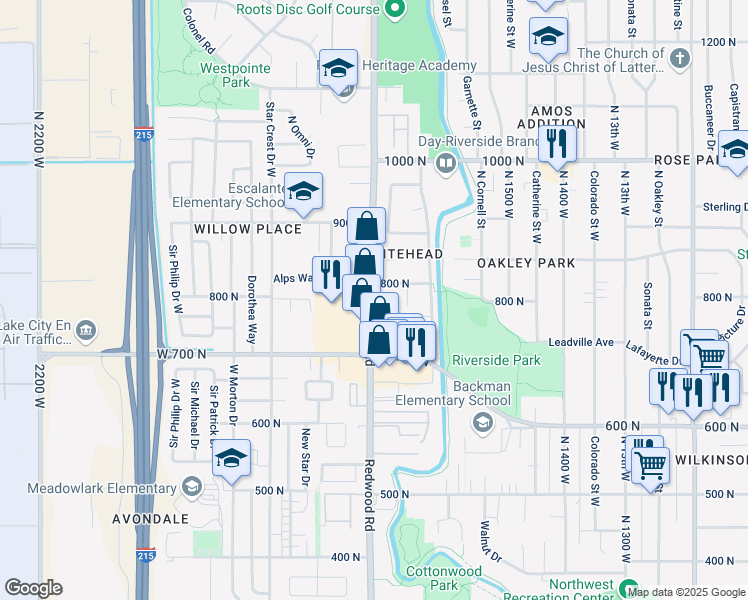 map of restaurants, bars, coffee shops, grocery stores, and more near 780 1700 West in Salt Lake City