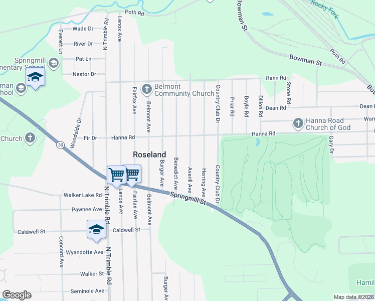 map of restaurants, bars, coffee shops, grocery stores, and more near 999 Averill Avenue in Mansfield