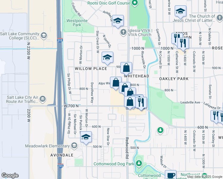map of restaurants, bars, coffee shops, grocery stores, and more near 798 North Emily Circle in Salt Lake City