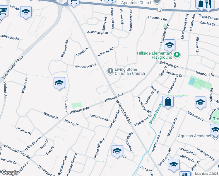 map of restaurants, bars, coffee shops, grocery stores, and more near 247 West Northfield Road in Livingston