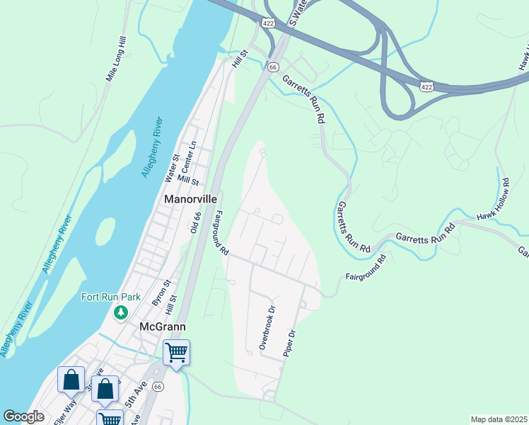 map of restaurants, bars, coffee shops, grocery stores, and more near 106 Valley View Drive in Ford City