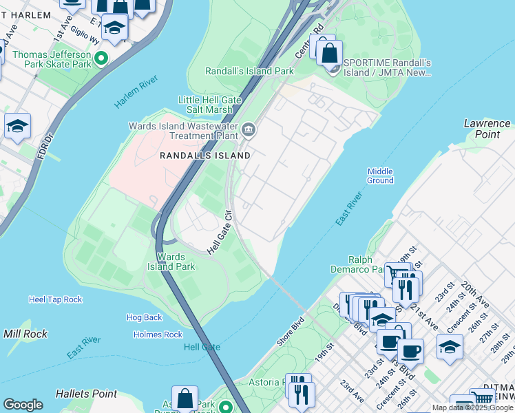 map of restaurants, bars, coffee shops, grocery stores, and more near 141 A Road in New York